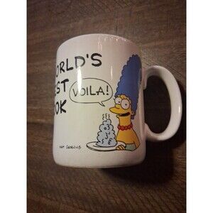 Vtg 1990 The Simpsons Marge Worlds Best Cook Viola! Matt Groening Coffee Mug Cup